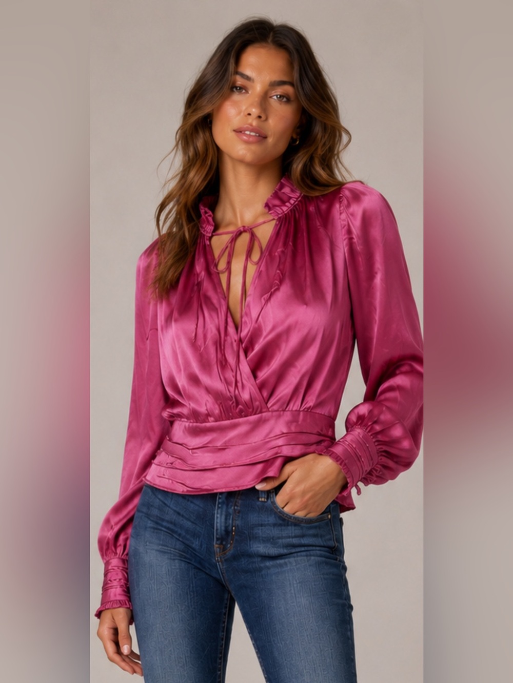 NWT Revolve Divine Heritage Pink Ruffle Blouse
